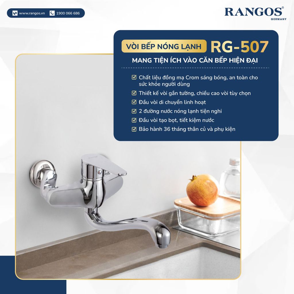 Vòi bếp nóng lạnh Rangos RG-507
