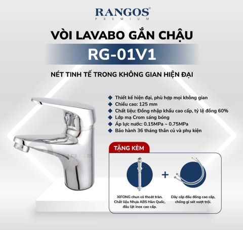 Bộ vòi lavabo gắn chậu Rangos RG-01V1