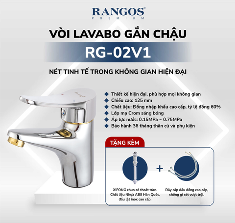 Bộ vòi lavabo gắn chậu Rangos RG-02V1