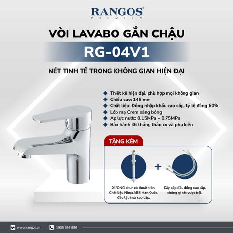 Bộ vòi lavabo gắn chậu Rangos RG-04V1