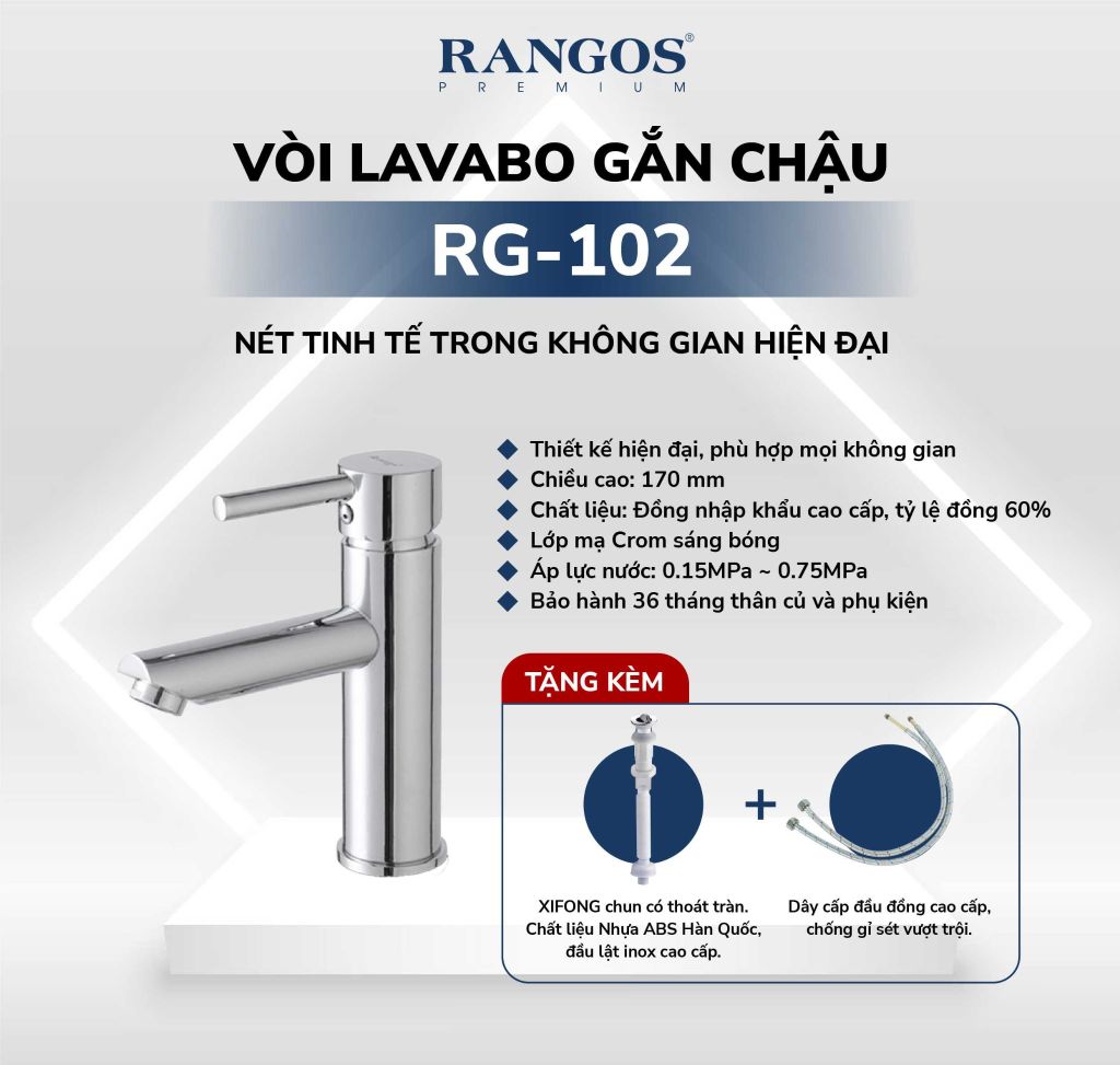 Bộ vòi lavabo gắn chậu Rangos RG-102