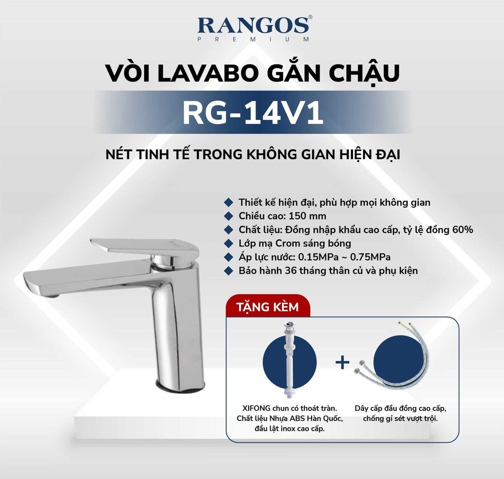Bộ vòi lavabo gắn chậu Rangos RG-14V1