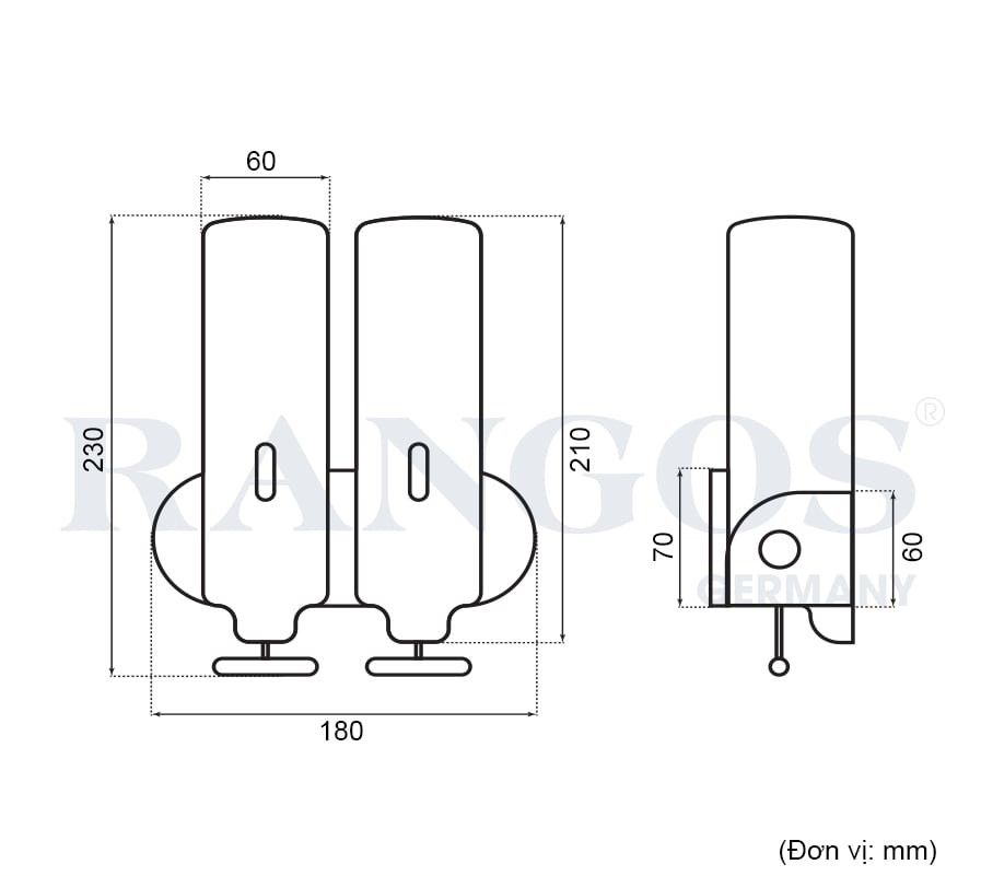 Hộp đựng xà phòng rửa tay đôi RANGOS RG-PKX02