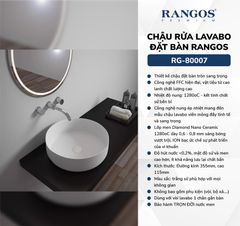 Chậu rửa lavabo đặt bàn Rangos RG-80007