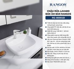 Chậu rửa lavabo bán âm bàn Rangos RG-80001B