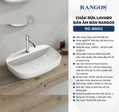 Chậu rửa lavabo bán âm bàn Rangos RG-80001