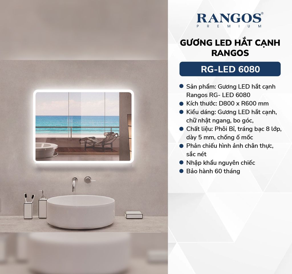 Gương led hắt cạnh Rangos RG-LED 6080