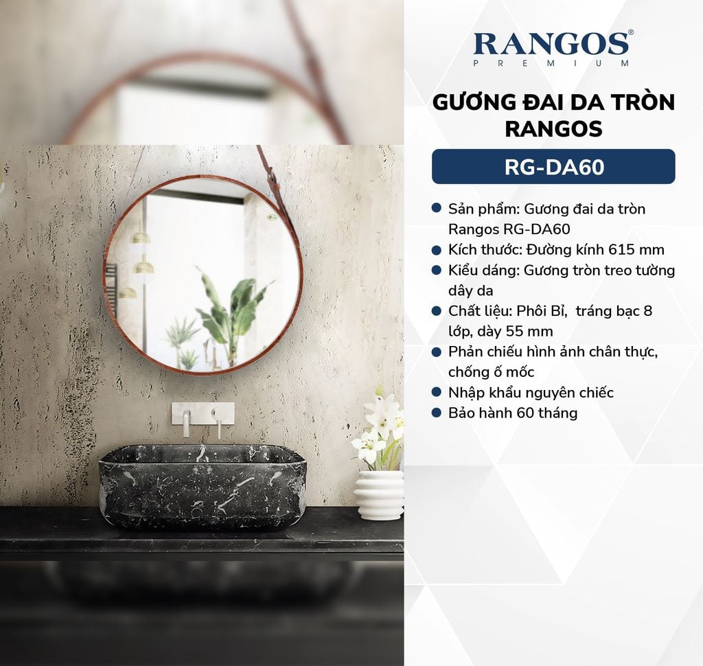 Gương đai da tròn Rangos RG-DA60