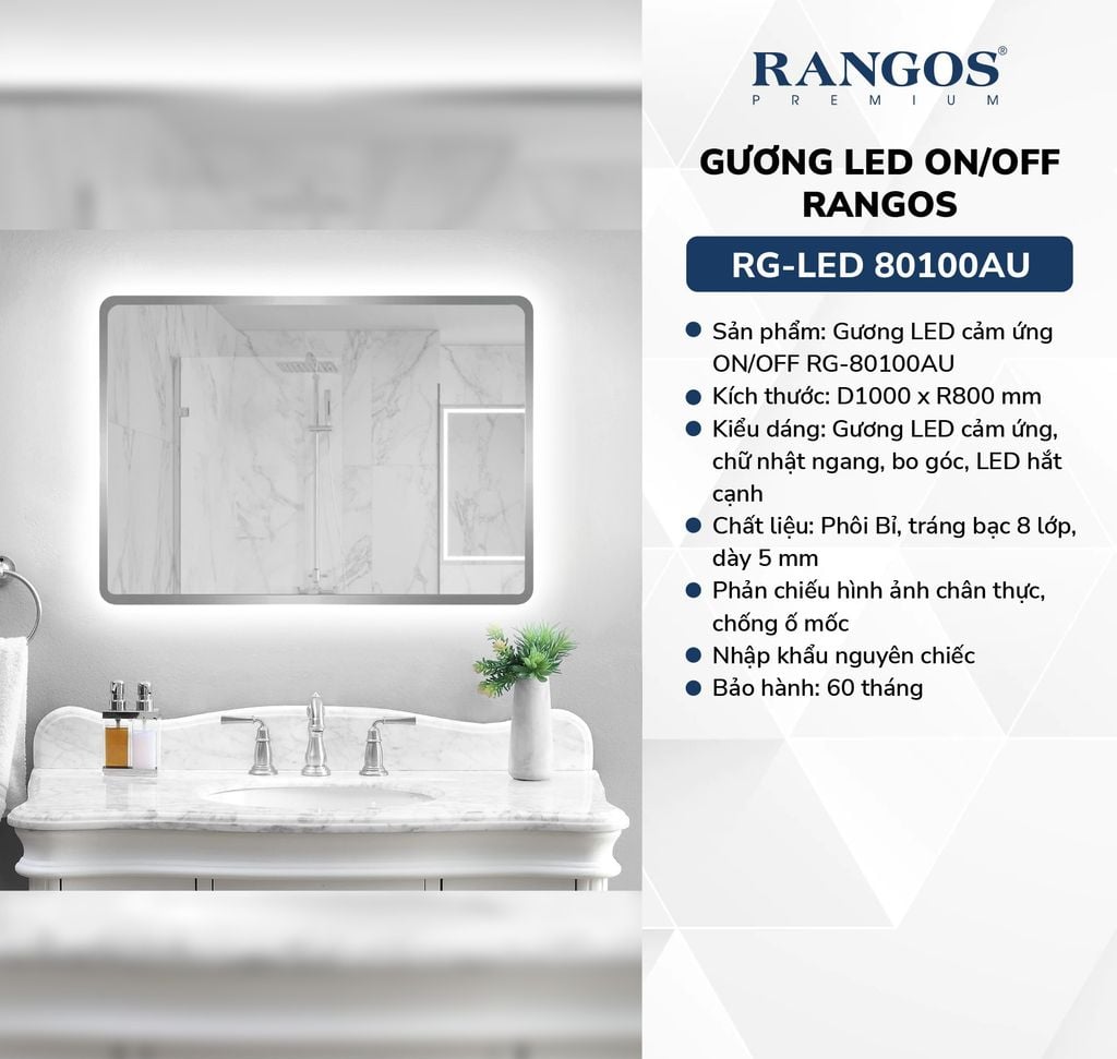 Gương Led ON/OFF Rangos RG-LED 80100AU