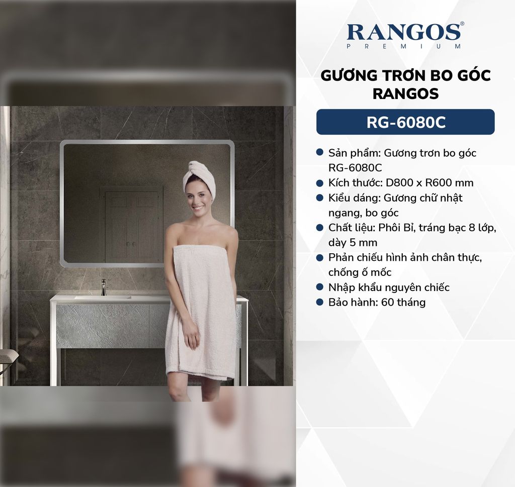 Gương trơn bo góc Rangos RG-6080C