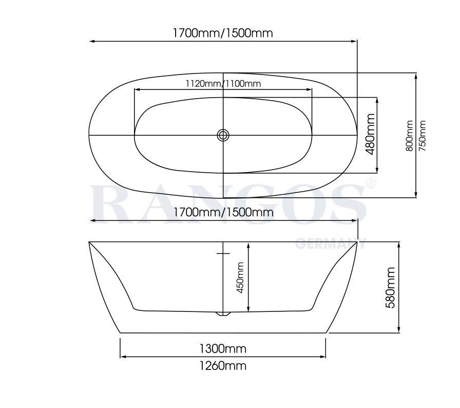 BỒN TẮM ĐẶT SÀN CAO CẤP RANGOS RG-B1863-17