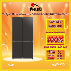 Tủ lạnh Hitachi Inverter 569 lít R-WB640VGV0 (GMG) màu kính xám bảo hành 12 tháng - Hàng chính hãng - [ HỖ TRỢ GIAO TỈNH ]