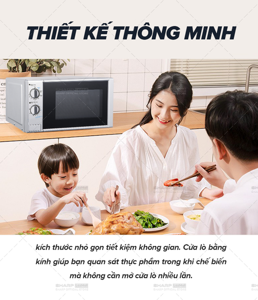 Lò Vi Sóng Cơ Có Chức Năng Nướng Sharp R-G228VN-SL [20 lít, Công Suất Vi Sóng 700W/ Nướng 1000W, 5 Mức Công Suất] - Hàng Chính Hãng Bảo Hành 15 Tháng