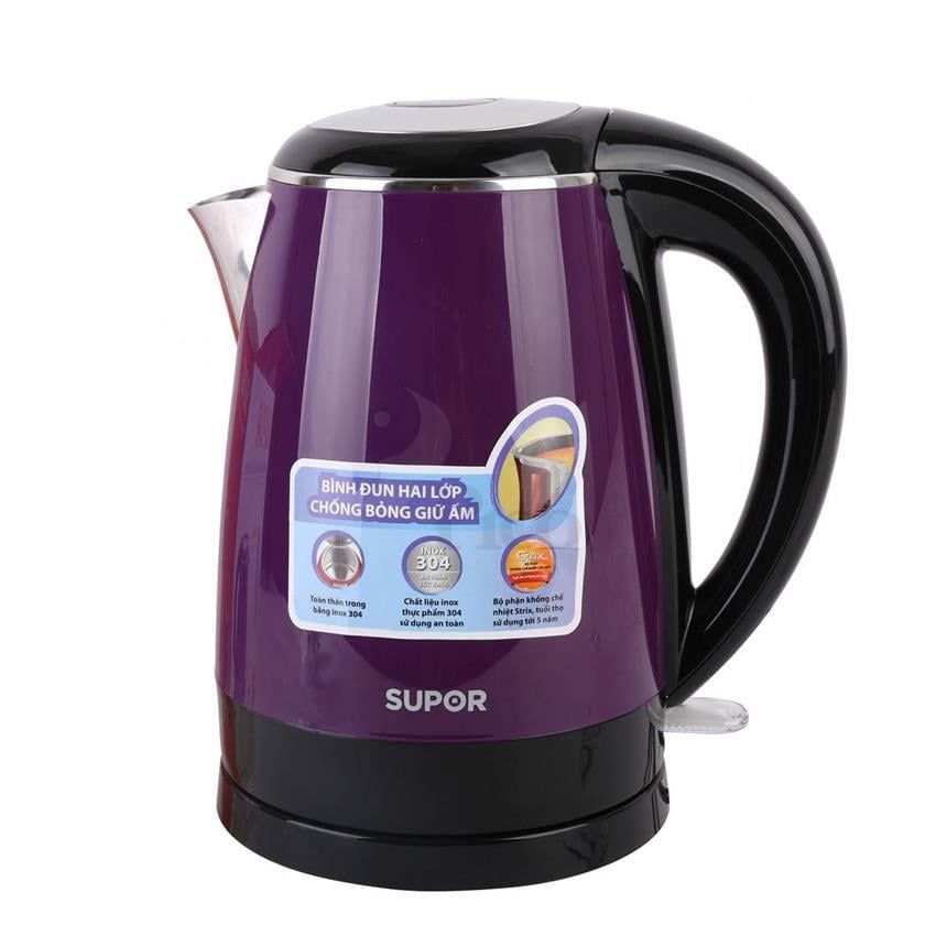 Bình Đun Siêu Tốc Hai Lớp Inox 304 SUPOR SWF17S18AVN - 1.7L (Tím Đen)