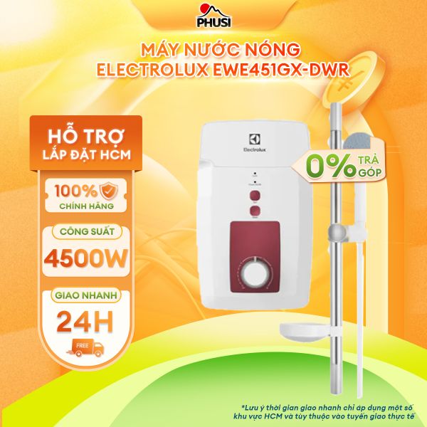 Máy nước nóng trực tiếp Electrolux EWE451GX-DWR màu trắng phối đỏ