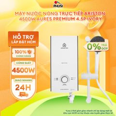 AURES PREMIUM 4.5P IVORY - Máy nước nóng trực tiếp Ariston 4500W AURES PREMIUM 4.5P IVORY Bơm Trợ Lực, Kèm Vòi Sen