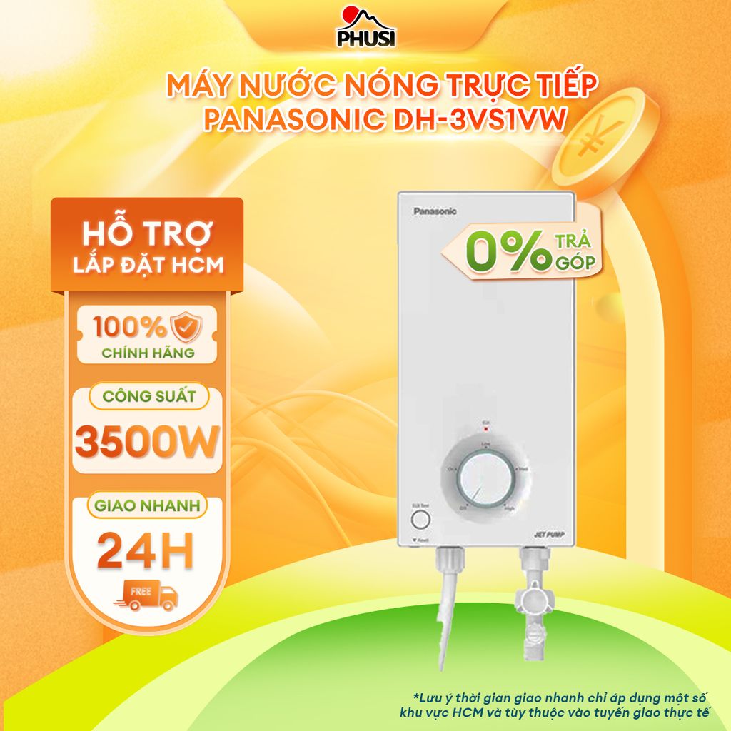 Máy nước nóng trực tiếp Panasonic DH-3VP1VW/ DH-3VS1VW Có Bơm và Không Bơm Hàng Mới Chính Hãng