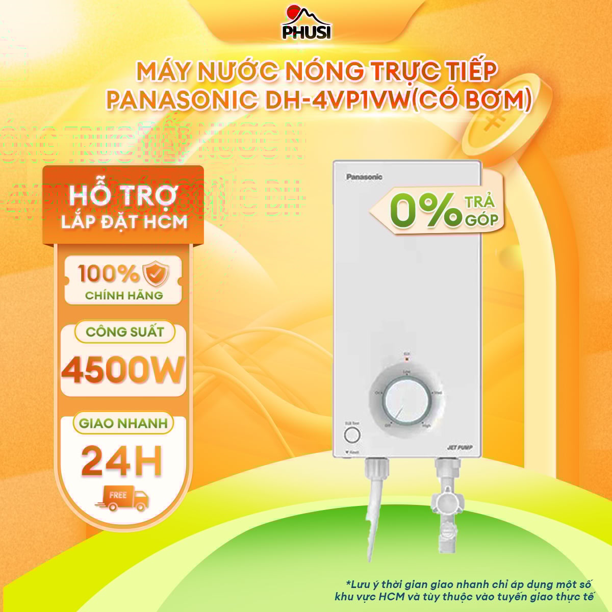 Máy nước nóng trực tiếp Panasonic DH-4VP1VW/ DH-4VS1VW Có Bơm và Không Bơm Hàng Mới Chính Hãng
