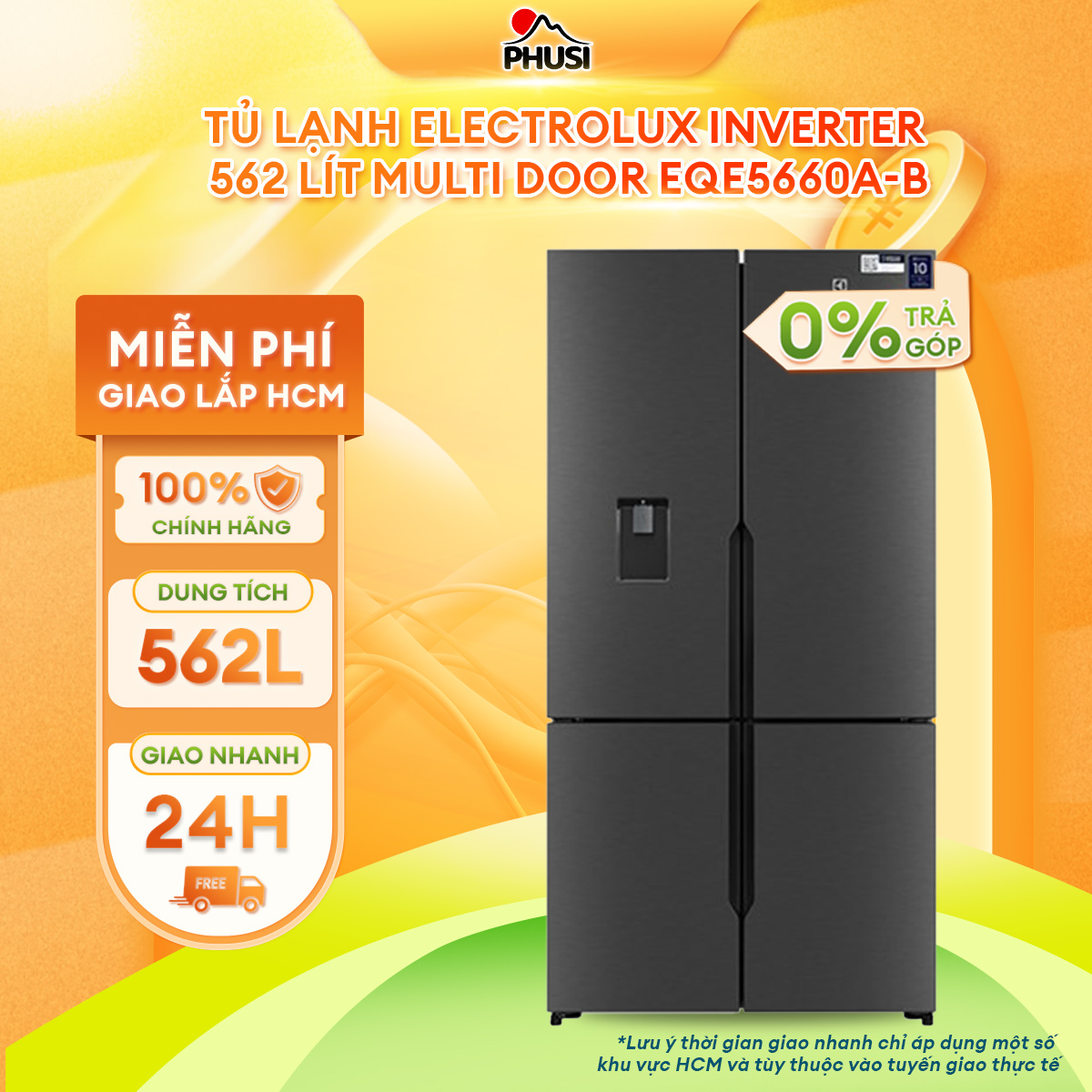 Tủ Lạnh Electrolux Inverter 562 lít Multi Door EQE5660A-B