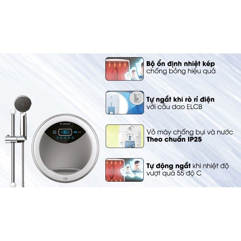 Máy Nước Nóng Ariston RT45PE-VN Có Bơm Trợ Lực 4.5 KW -  Hàng Chính Hãng