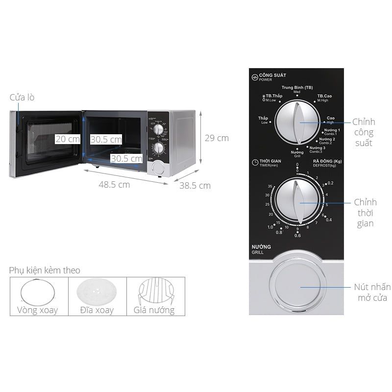 Lò vi sóng có nướng Sharp R-G302VN-S 23 lít - Chính Hãng, Mới, Full Box