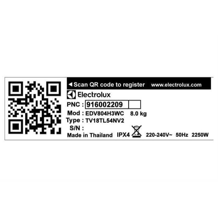 Máy Sấy Thông Hơi Lồng Ngang Electrolux UltimateCare 8 kg EDV804H3WC