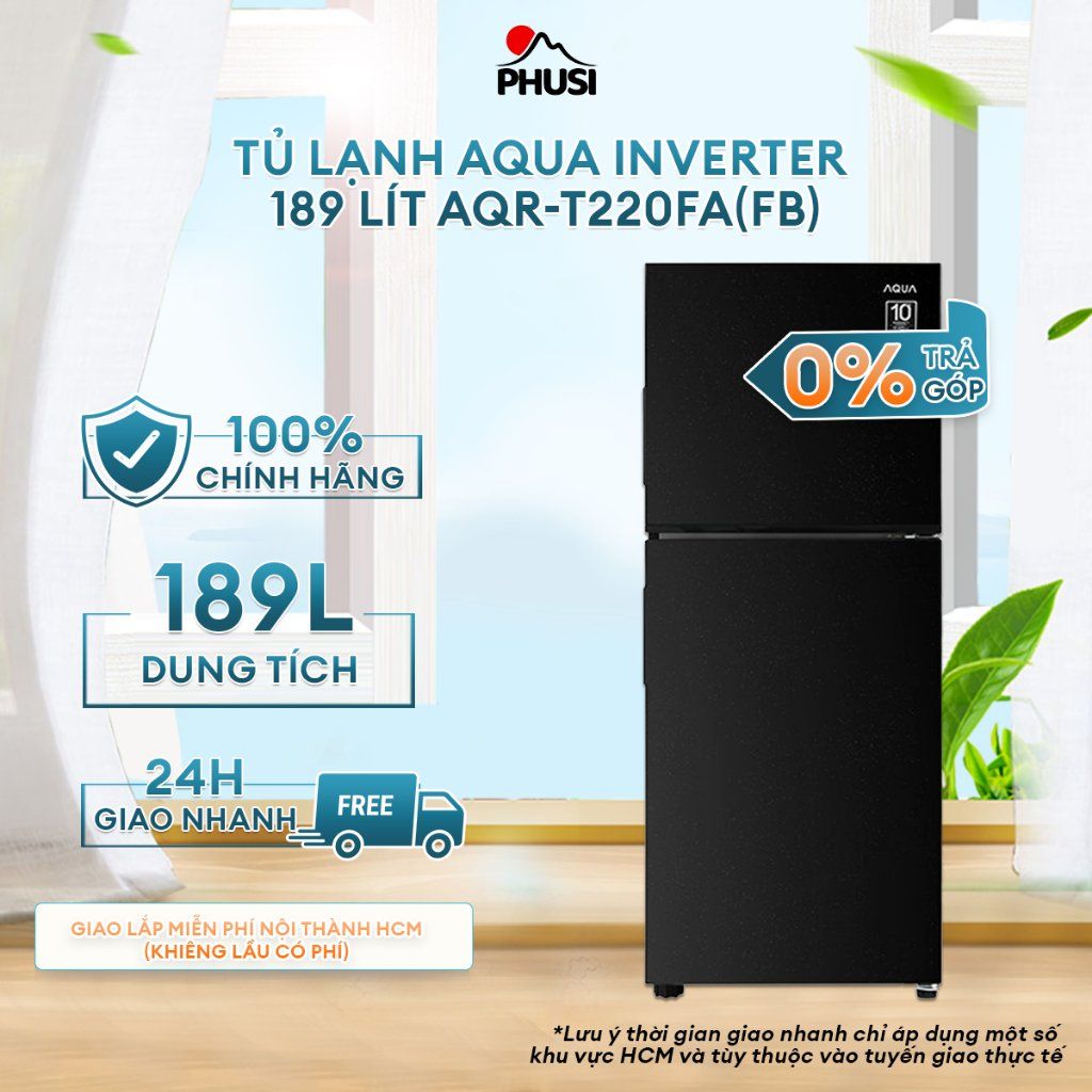 Tủ lạnh Aqua Inverter 189 lít AQR-T220FA(FB) -