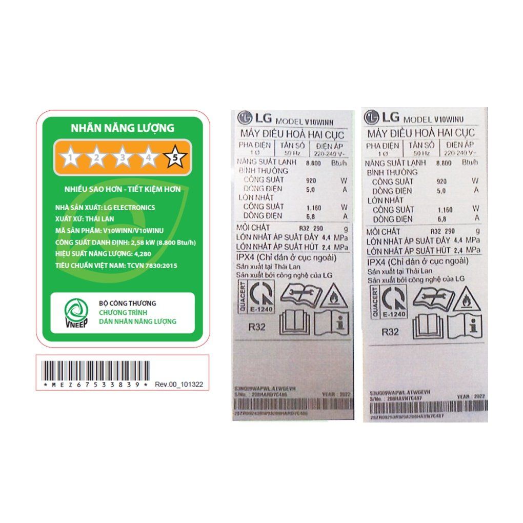 Máy lạnh LG Inverter 1HP V10WIN1 Mới 2024
