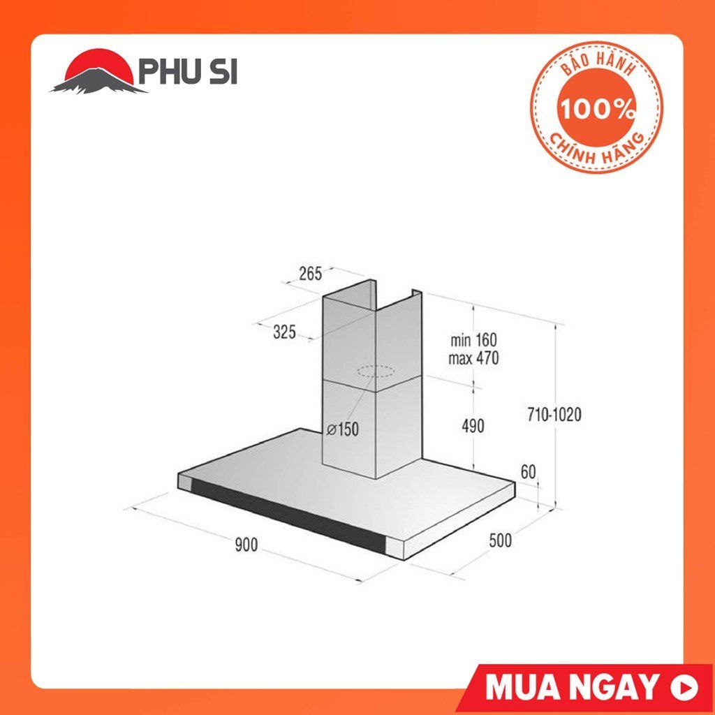 Máy Hút Mùi Dạng Ống Electrolux EFC928SC (90cm)