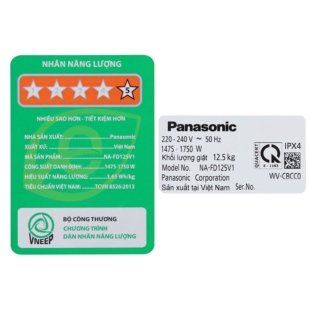 Máy Giặt Lồng Đứng Panasonic Inverter 12.5 Kg NA-FD125V1BV