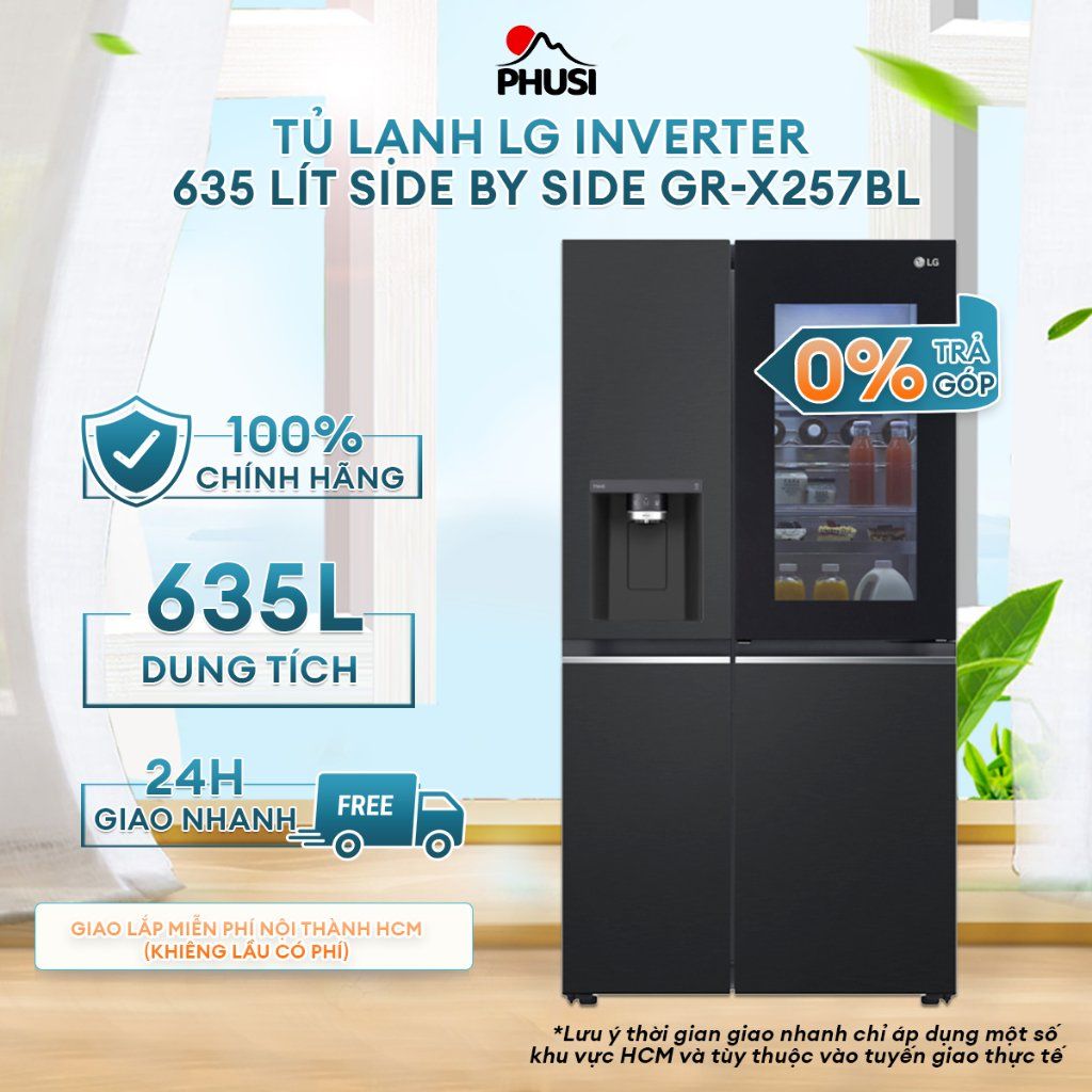 Tủ lạnh LG Inverter 635 Lít Side By Side InstaView Door-in-Door GR-X257BL