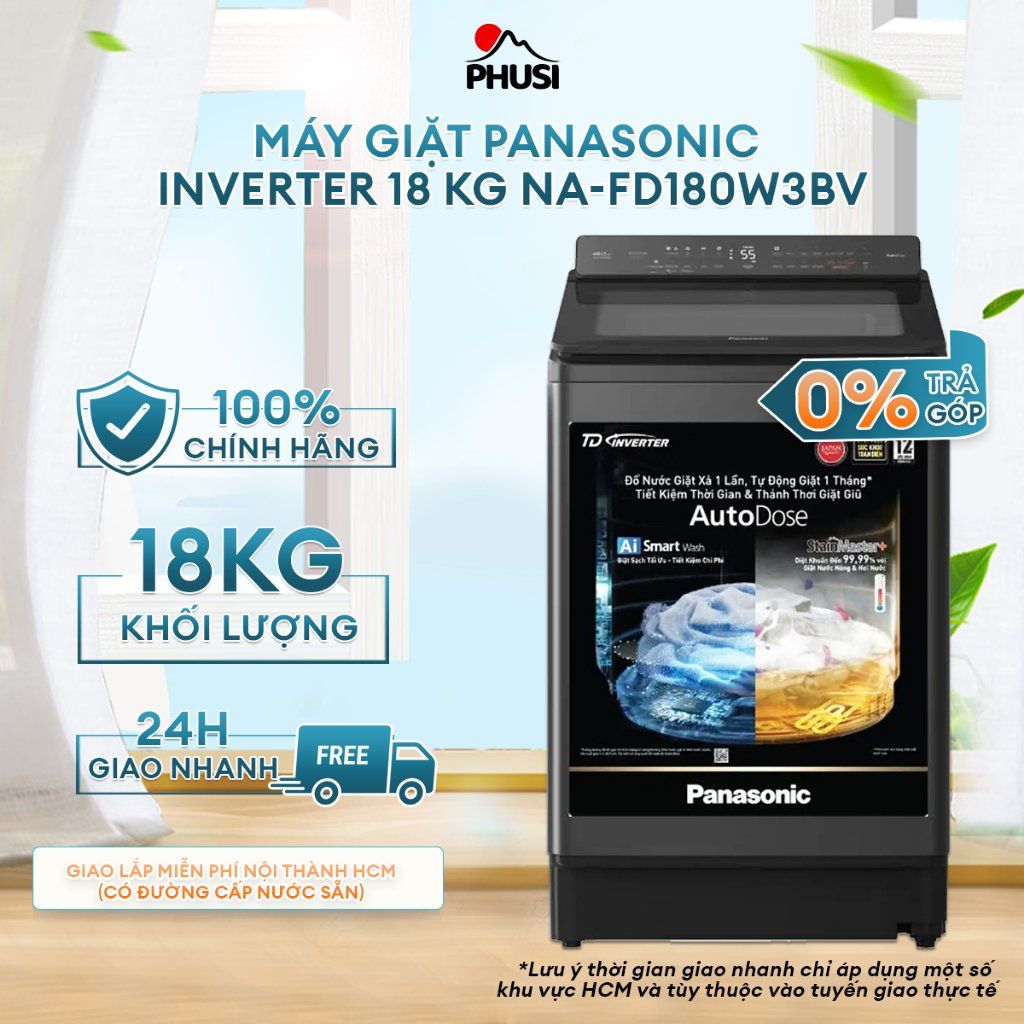 Máy Giặt Lồng Đứng Panasonic Inverter 18 Kg NA-FD180W3BV