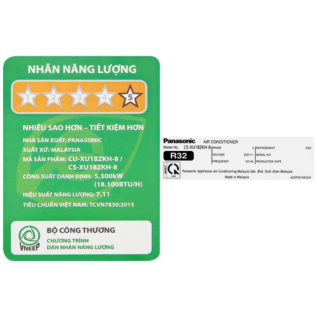 Máy lạnh Panasonic Inverter 2 HP CU/CS-XU18ZKH-8