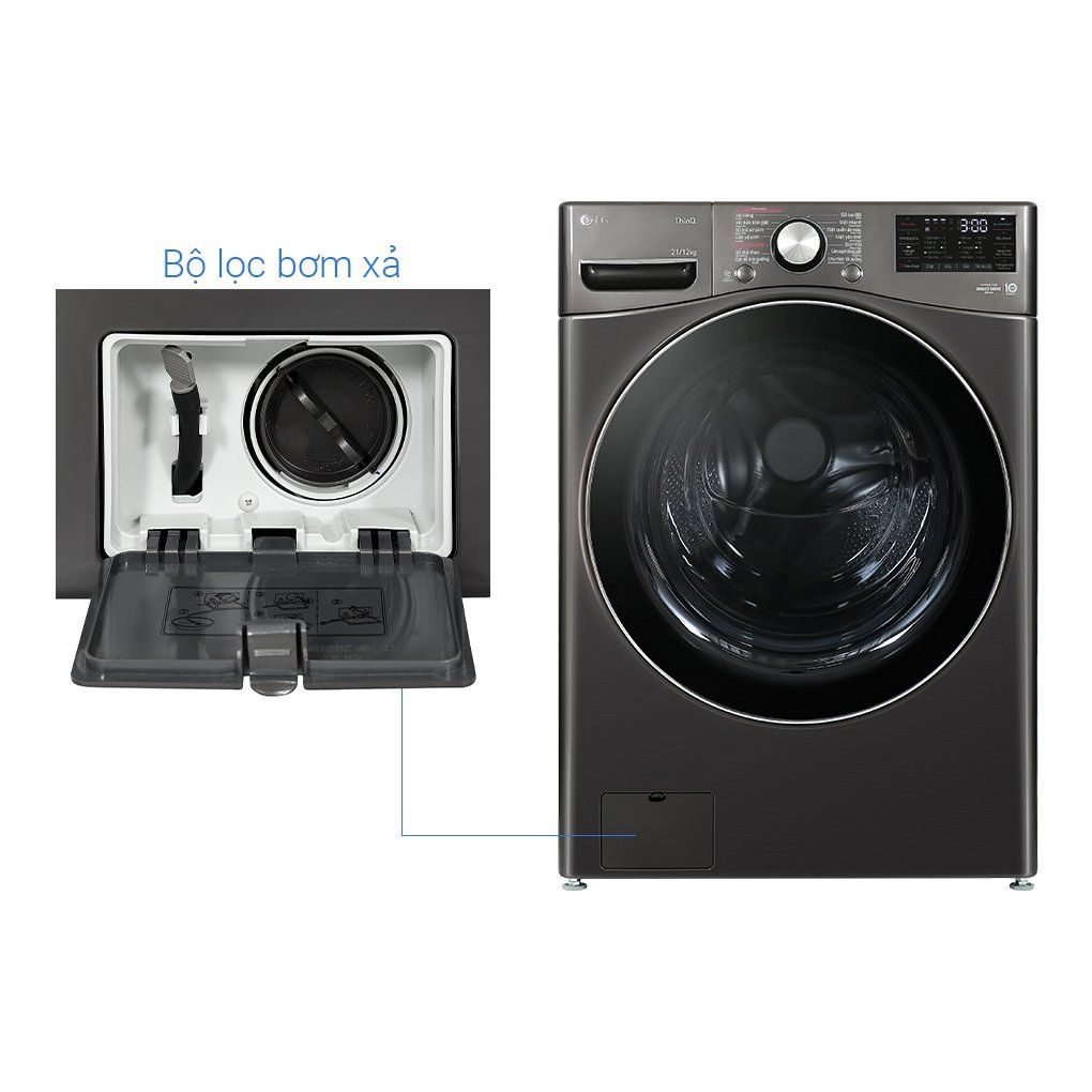 Máy Giặt Sấy Lồng Ngang LG AI DD Inverter giặt 21 kg - sấy 12 kg F2721HVRB