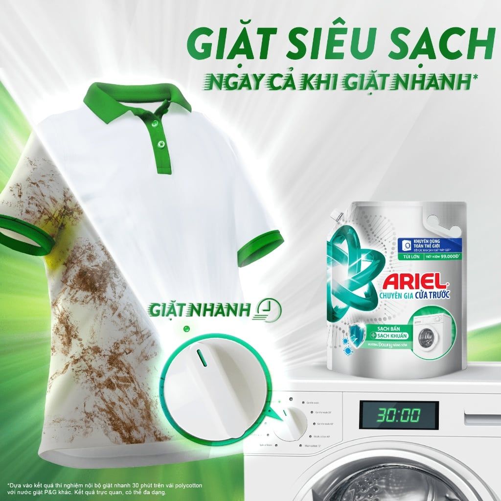Nước Giặt ARIEL Cửa Trước Hương Downy Nắng Sớm Túi 1.7Kg