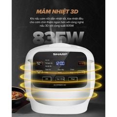 Nồi cơm điện tử Sharp 1.8 lít KS-COM183MV-WH Nồi Cơm Loại Tốt Bền, Đa Năng, Công Suất 835W, Chống Dính