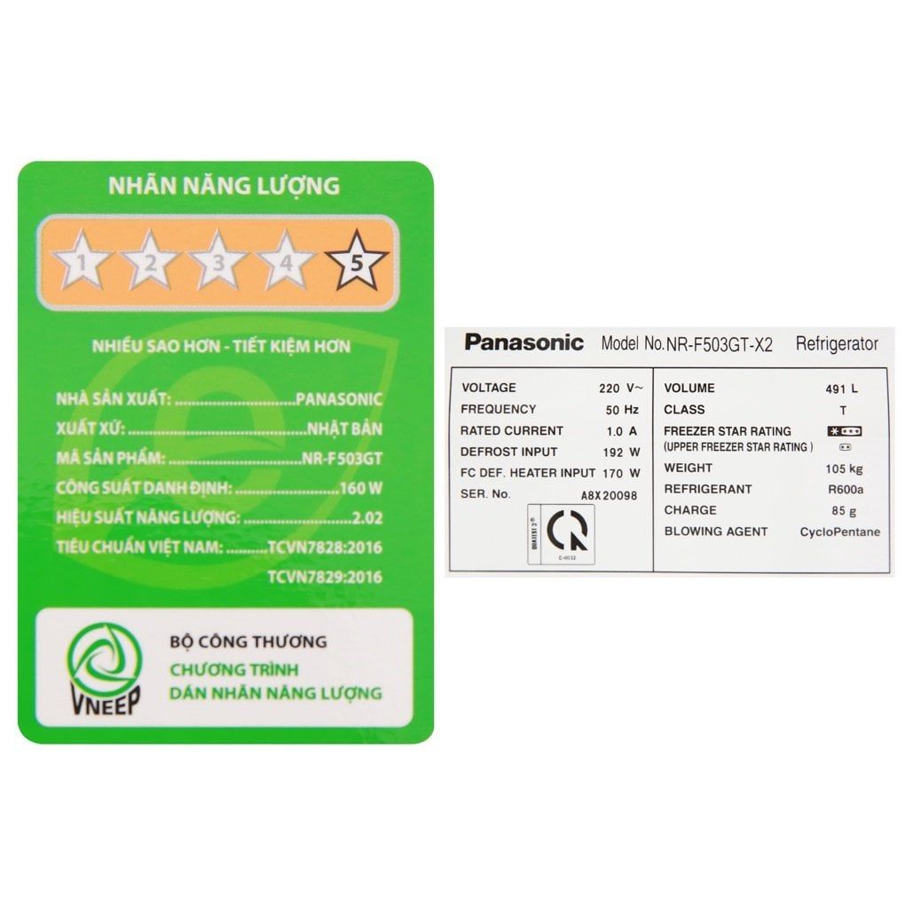 Tủ lạnh Panasonic Inverter 491 lít Multi Door NR-F503GT-X2