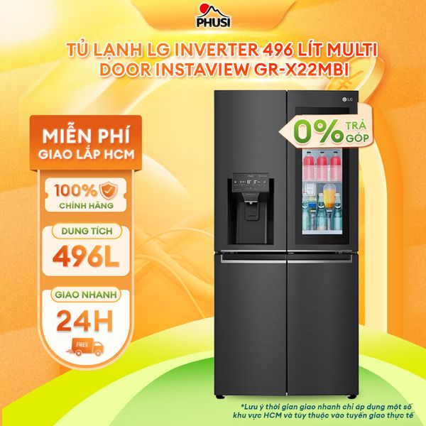 Tủ lạnh LG Inverter 496 lít Multi Door InstaView Door in Door GR-X22MBI