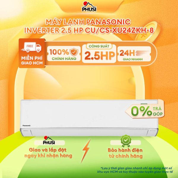 Máy lạnh Panasonic Inverter 2.5 HP CU/CS-XU24ZKH-8 Điều khiển bằng điện thoại, có wifi