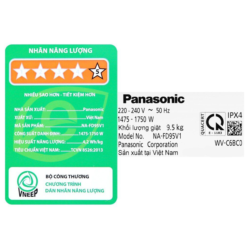 Máy Giặt Lồng Đứng Panasonic Inverter 9.5 Kg NA-FD95V1BRV
