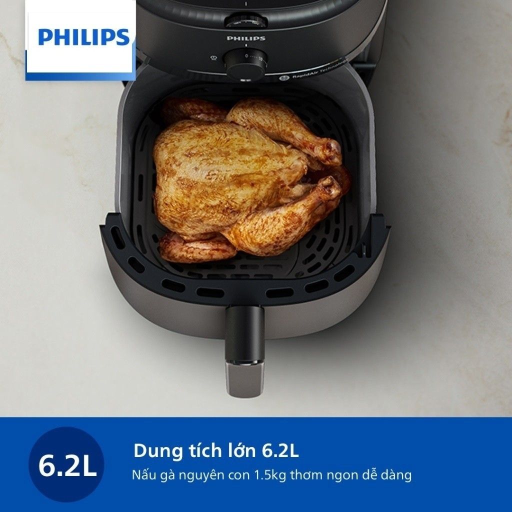 Nồi Chiên Không Dầu Philips NA130/00, 6.2Lit - 1700W, Hàng Chính Hãng