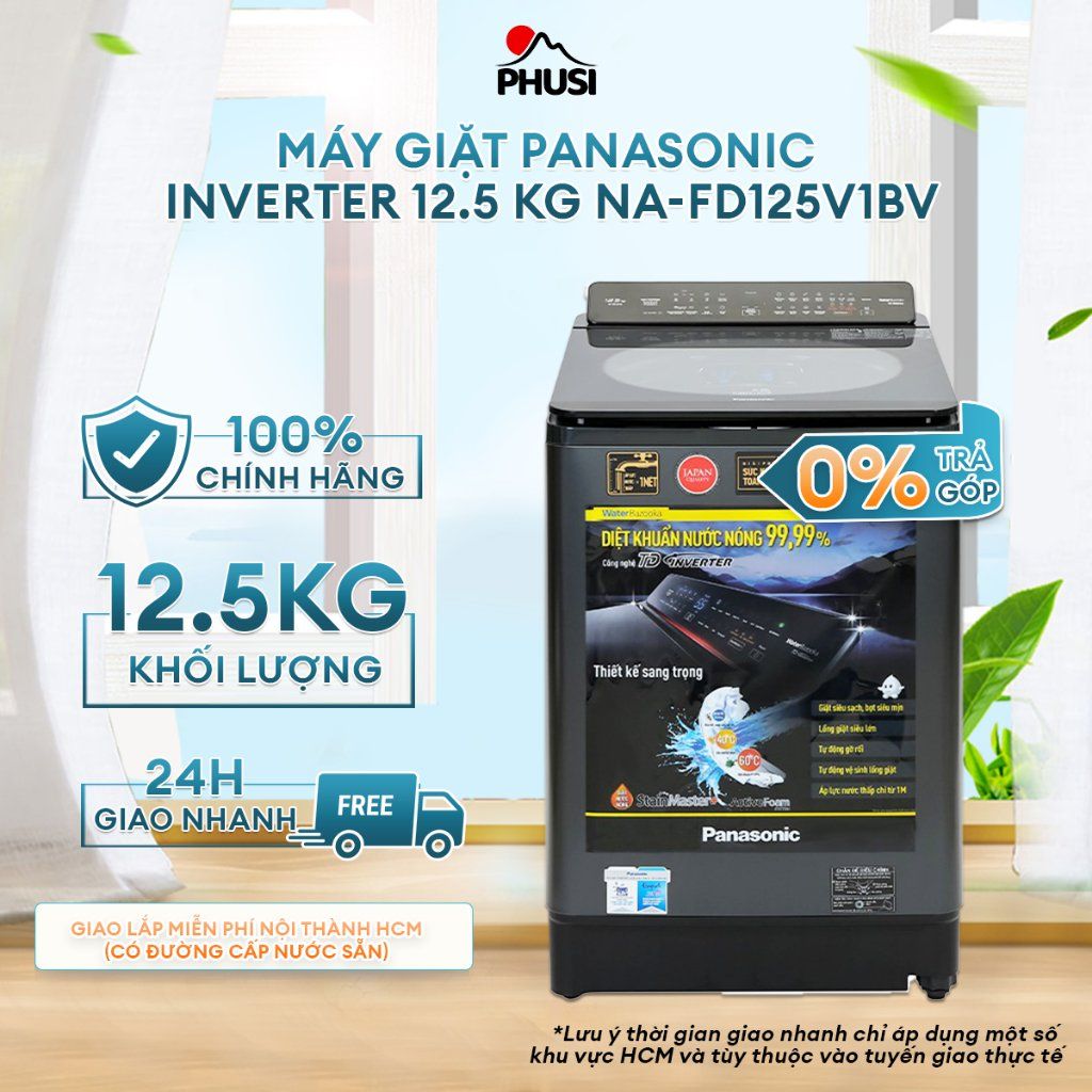 Máy Giặt Lồng Đứng Panasonic Inverter 12.5 Kg NA-FD125V1BV