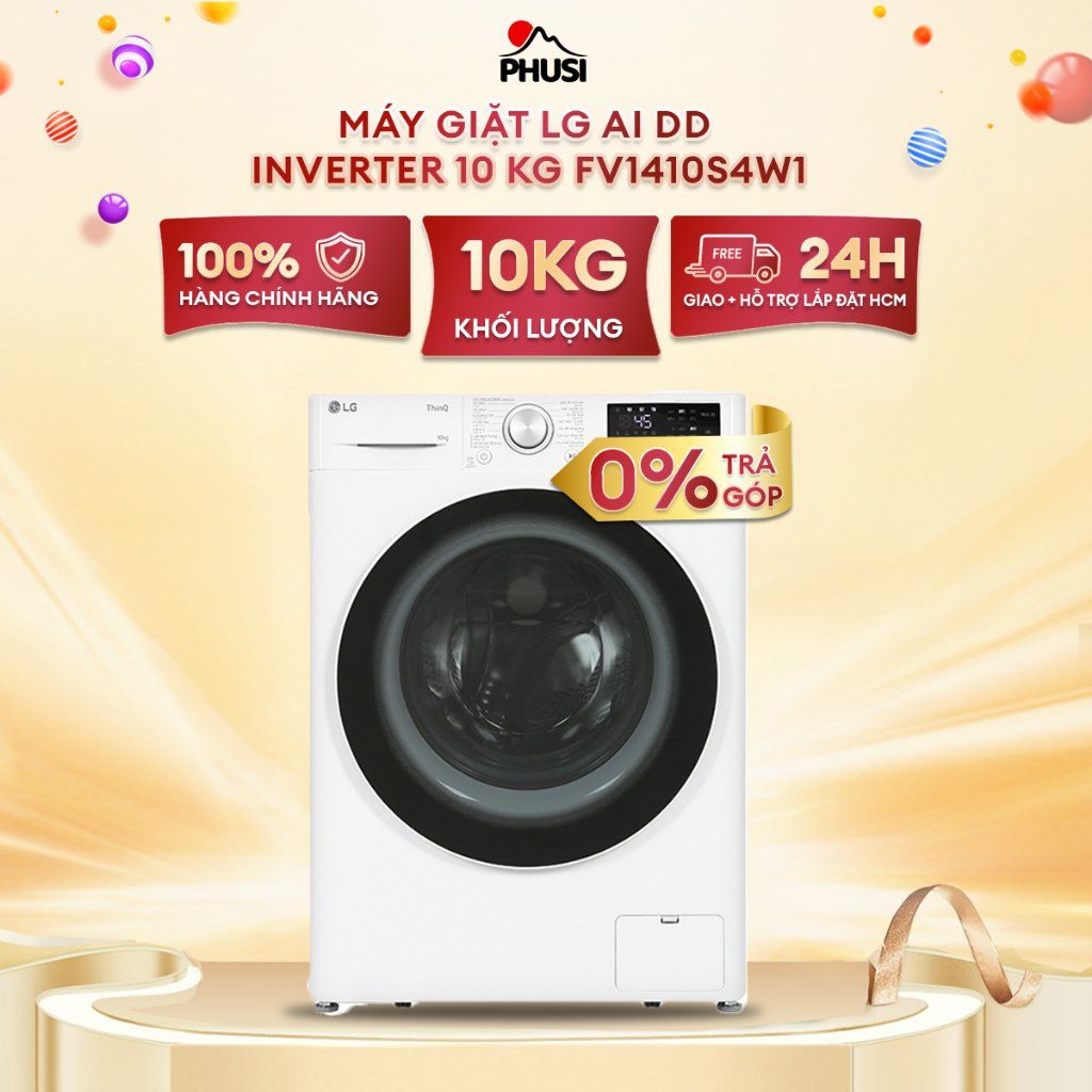 Máy Giặt Lồng Ngang LG AI DD Inverter 10 kg FV1410S4W1