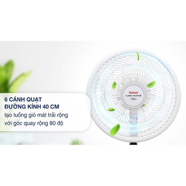 Quạt đứng Tefal Turbo Silence Plus VH689690 - Trắng cánh trắng - Hàng Chính Hãng / BH 02 năm
