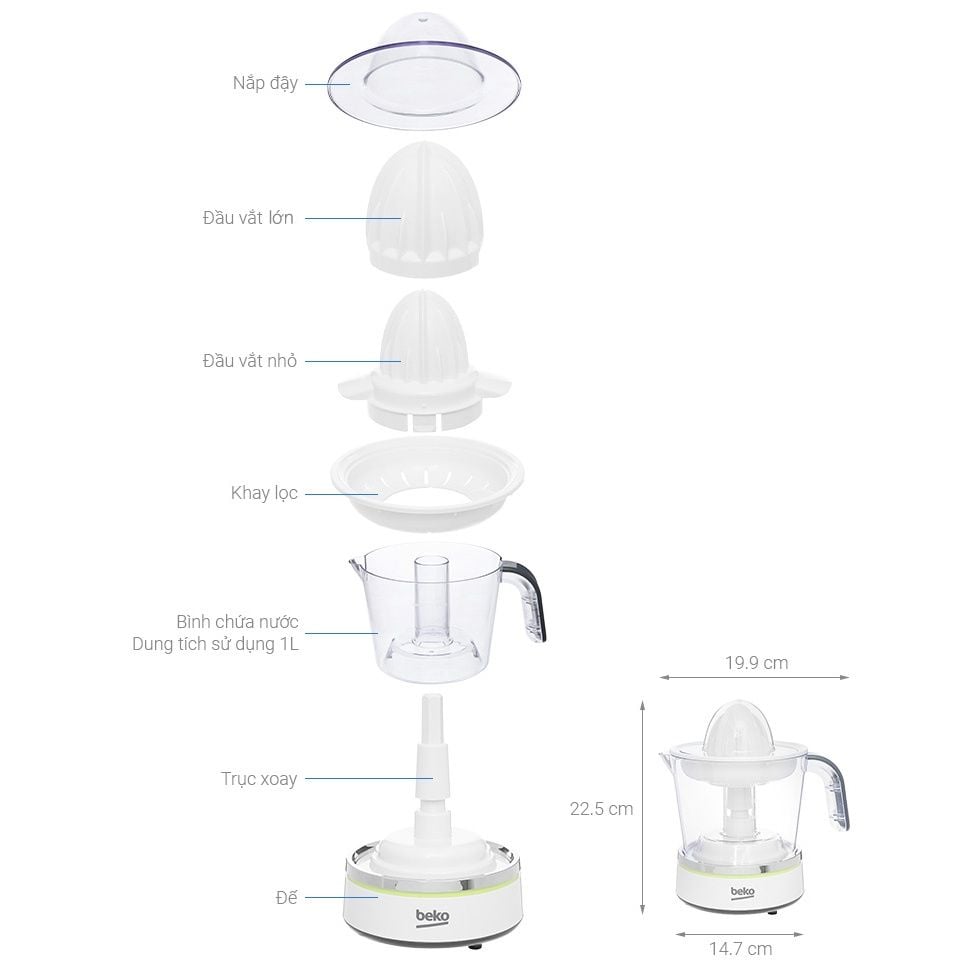 CJB5103W Máy vắt cam BEKO 40W CJB5103W - Chính Hãng, Mới, Full Box