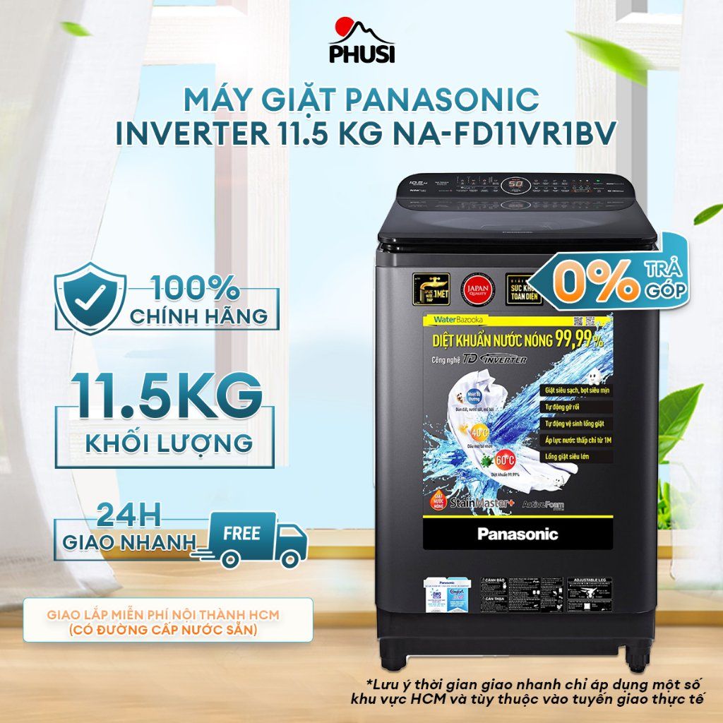 Máy Giặt Lồng Đứng Panasonic Inverter 11.5 Kg NA-FD11VR1BV