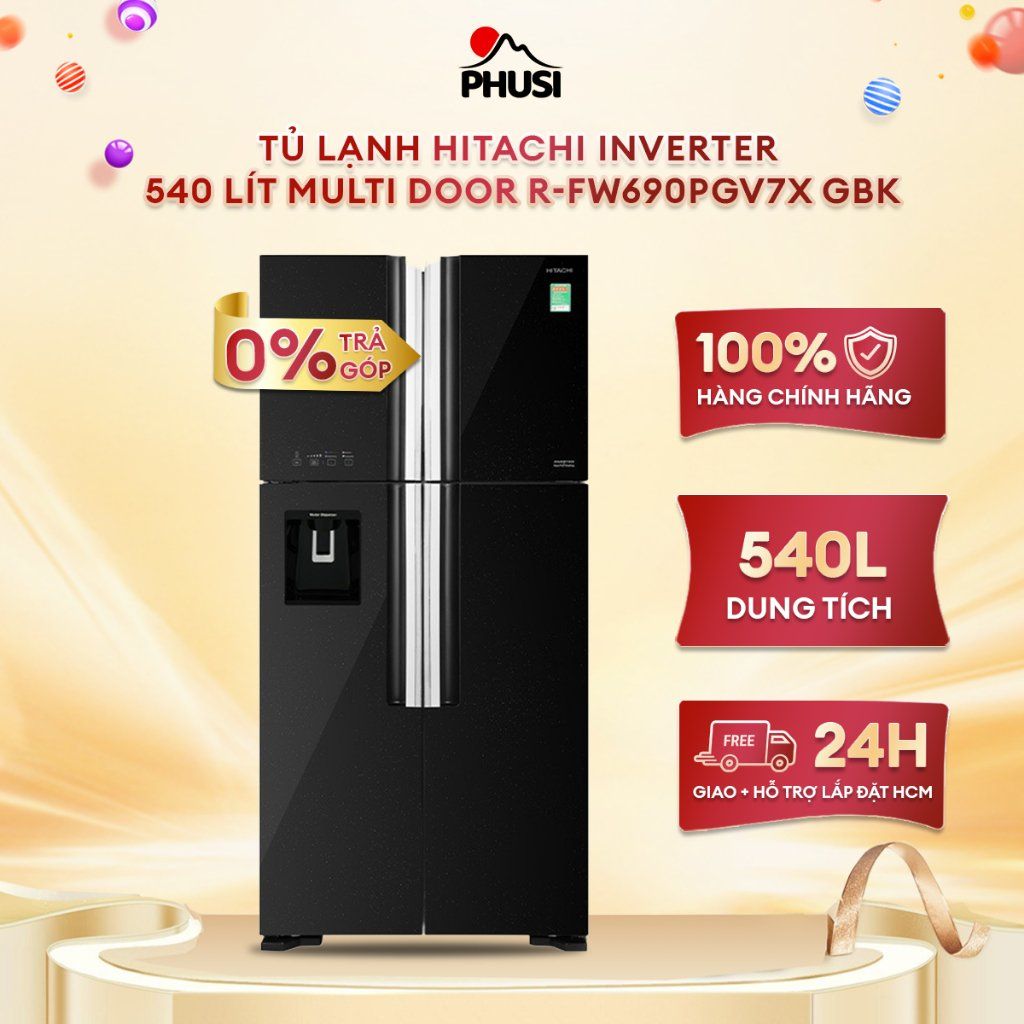 Tủ lạnh Hitachi Inverter 540 lít Multi Door R-FW690PGV7X GBK  -