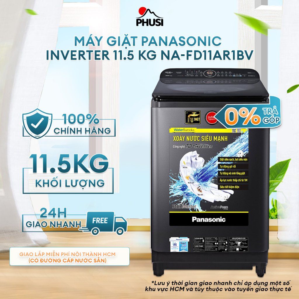 Máy Giặt Lồng Đứng Panasonic Inverter 11.5 Kg NA-FD11AR1BV