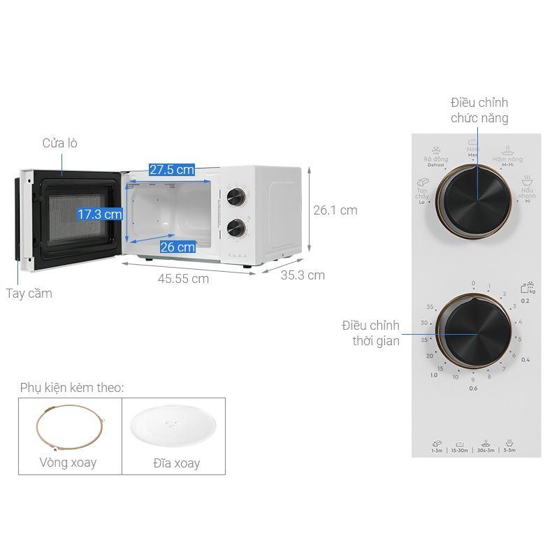 EMM20K22W Lò vi sóng Electrolux EMM20K22W 20 lít - Chính Hãng, Mới, Full Box
