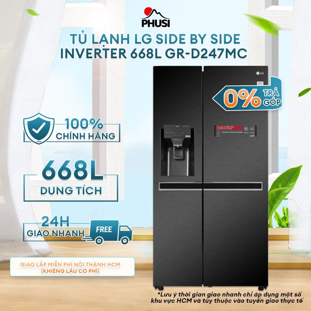 Tủ lạnh LG Side by side Inverter 668L GR-D247MC
